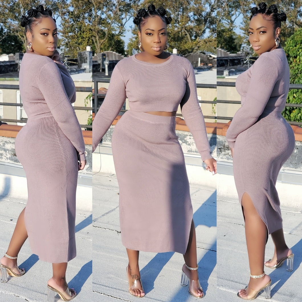 ONIKA SWEATER SKIRT SET (MAUVA)