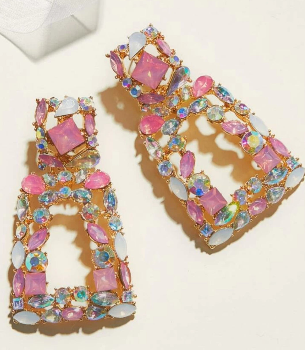 YONCE GLAMOR EARRINGS (PINK/WHITE)