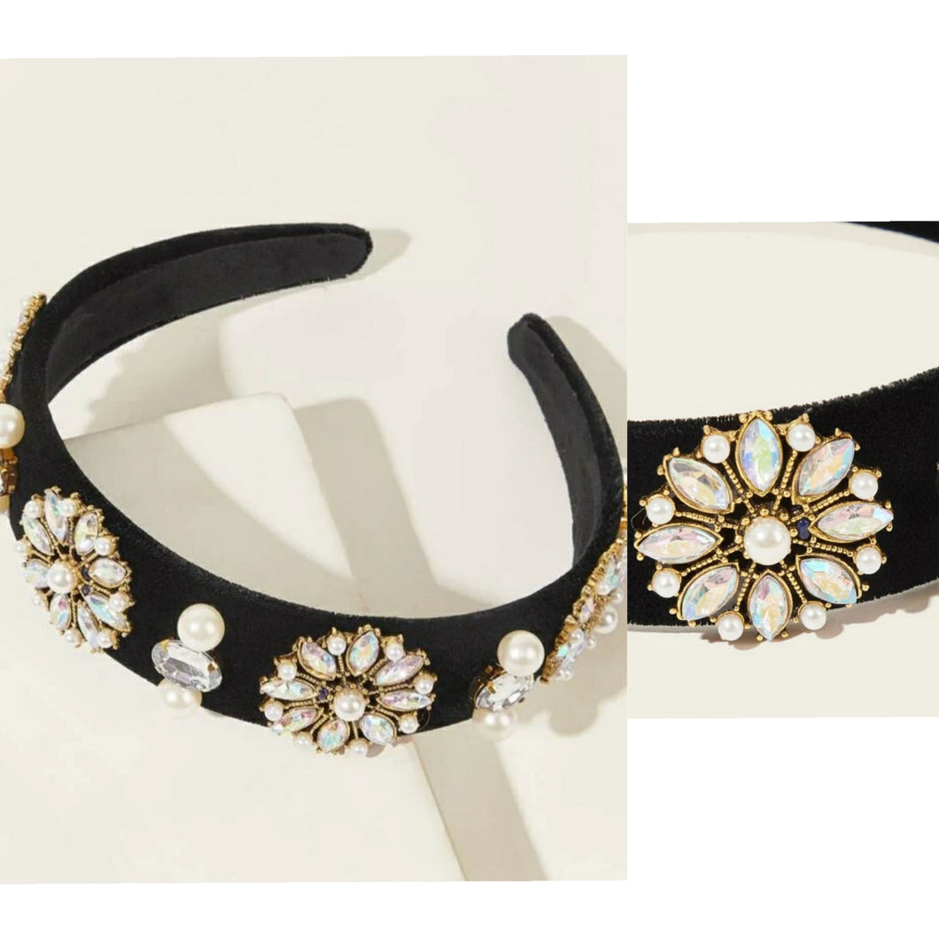 MARLO GEMSTONE HEADBAND (BLACK)