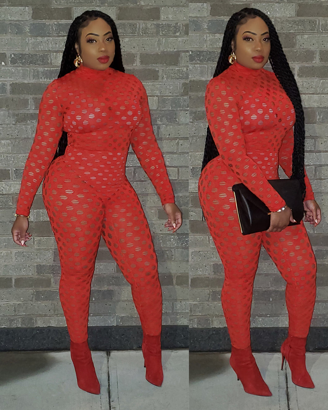 VIRGO CUTOUT JUMPSUIT (RED)