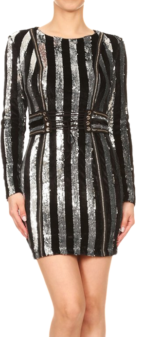 TALK TO ME NICE VELVET SEQUIN DRESS (BLACK)