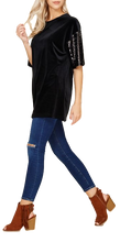 SHINE BRIGHT OVERSIZED VELVET SEQUINED TOP