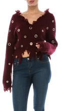 HOLD UP GROMMET DISTRESSED TOP