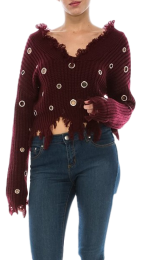 HOLD UP GROMMET DISTRESSED TOP