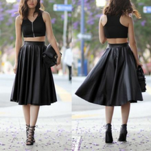YAASSS HONEY FAUX LEATHER FLARE SKIRT