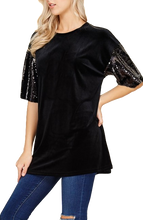 SHINE BRIGHT OVERSIZED VELVET SEQUINED TOP