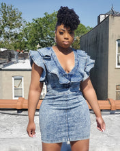 MELISSA RUFFLE DENIM DRESS