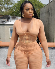 KHOLE ROUCHED ROMPER (BROWN)