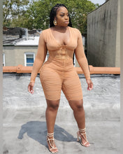 KHOLE ROUCHED ROMPER (BROWN)