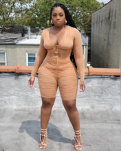 KHOLE ROUCHED ROMPER (BROWN)
