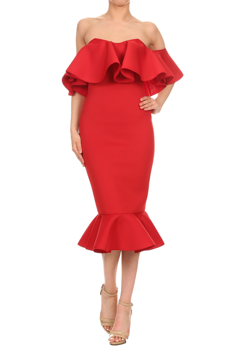 RUFFLE MY SHOULDERS DRESS